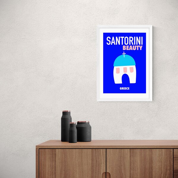 East End Prints Santorini Beauty Greece Print Blue