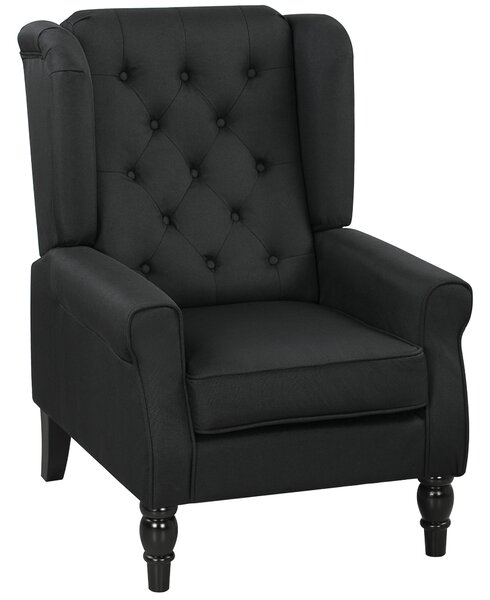 HOMCOM Retro Accent Chair, Anti-Cat-Scratch Armchair with Wood Frame Button Tufted Design for Living Room Bedroom, Black Aosom UK