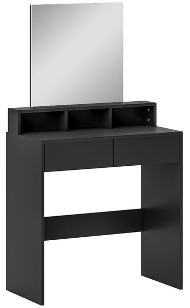 HOMCOM Multi-Storage Dressing Table, with Mirror - Black