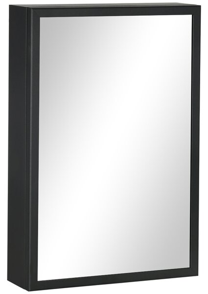 Kleankin Bathroom Cabinet with Mirror, Wall Mounted Bathroom Mirror Cabinet with Storage Shelves, 40 x 12 x 60 cm, Black