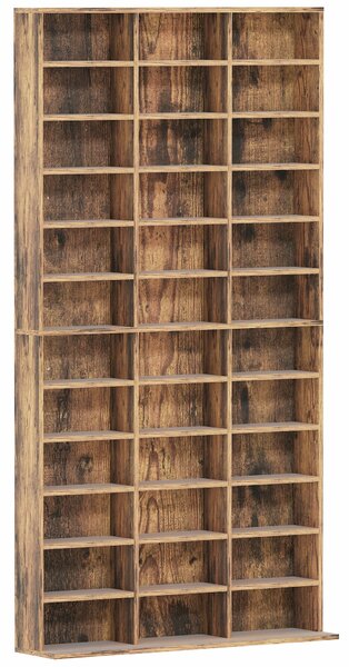 HOMCOM CD Storage Unit with Adjustable Shelves, 102 x 195 cm, Rustic Brown