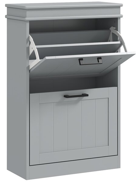 HOMCOM Two-Drawer Minimalistic Shoe Storage Cabinet, for 10 Shoes, Grey
