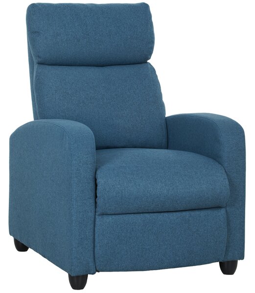 HOMCOM 135° Push Back Recliner Armchair, with Footrest - Blue