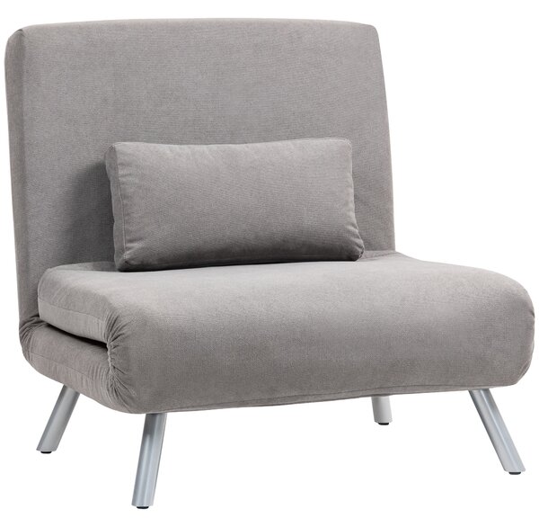 HOMCOM Single Velvet-Feel Chair Bed - Grey