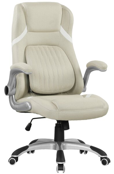 Vinsetto Linen-Look Office Chair, with Adjustable Height, Scratch-Resistant Treatment and Tension - Beige Aosom UK