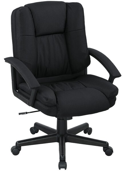 HOMCOM Linen-Look Padded Office Chair w/ Scratch Resistant Fabric, Black Aosom UK