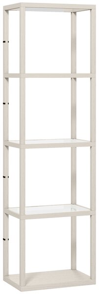 HOMCOM LED Floor Lamp with Glass Shelves, 4 Layers Dimmable Tall Standing Lamp, Modern Column Shelf Floor Light for Living Room, Bedroom, Office, Oak