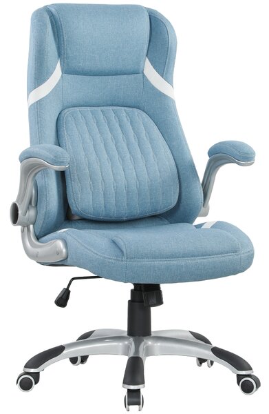 Vinsetto Linen-Look Office Chair, with Adjustable Height and Tension, Cat Scratch Resistant, Blue Aosom UK