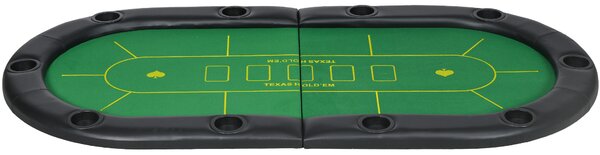 SPORTNOW Foldable Poker Mat for 10 Players, Oval Poker Table Top with Cup Holders, Poker Table Cloth with Carrying Bag, 180x90 cm, Green Aosom UK