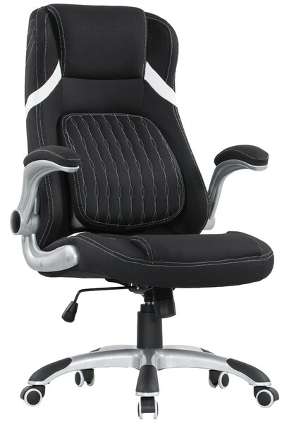 Vinsetto Linen-Look Office Chair, with Adjustable Height, Scratch-Resistant Treatment and Tension - Black Aosom UK