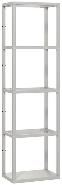 HOMCOM LED Floor Lamp with Glass Shelves, 4 Layers Dimmable Tall Standing Lamp, Modern Column Shelf Floor Light for Living Room, Bedroom, Office, Grey