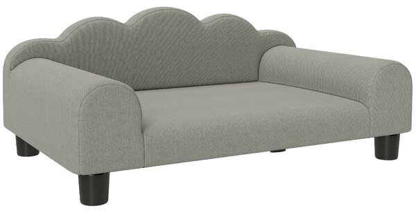 PawHut Elevated Dog Sofa Bed, Breathable Pet Sofa with Backrest and Armrest for Small Dogs, Grey