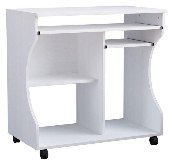 HOMCOM Multi-Storage Compact Work Desk, with Wheels - White