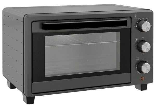 HOMCOM Mini Oven, 21L Countertop Electric Grill, Toaster Oven with Adjustable Temperature, Timer, Baking Tray and Wire Rack, 1400W, Grey Aosom UK