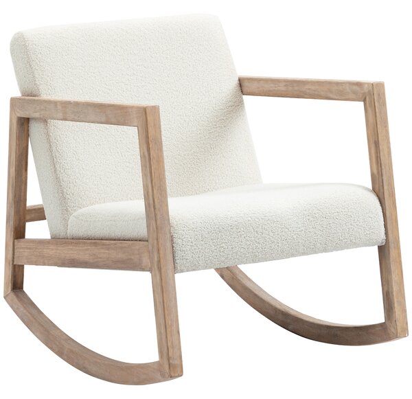 HOMCOM Rocking Chair, Upholstered Sofa Armchair with Cushion and Wood Base for Living Room and Bedroom, Cream White Aosom UK