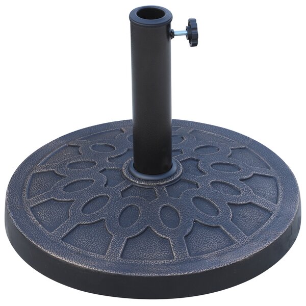 Outsunny 13kg Resin Umbrella Stand Holder, Garden Parasol Base for 38mm or 48mm Outdoor Umbrella Poles, Bronze Tone Aosom UK