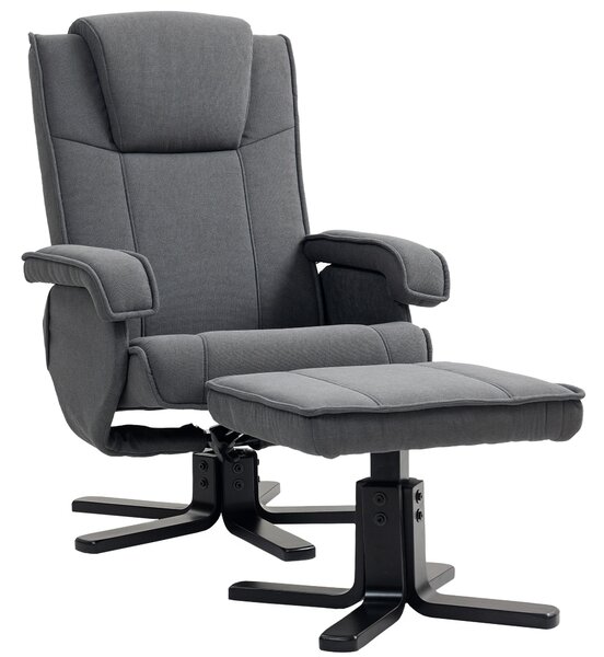 HOMCOM Rocker Swivel Recliner Chair with Footstool - Charcoal Grey Velvet