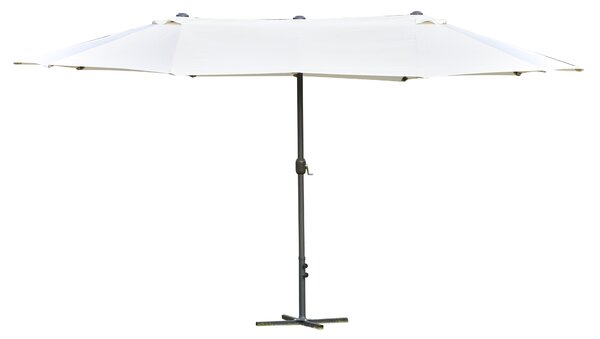 Outsunny 4.6m Garden Parasol Double-Sided Sun Umbrella Patio Market Shelter Canopy Shade Outdoor with Cross Base – Off White Aosom UK