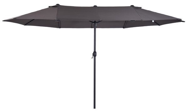 Outsunny Waterproof 4.6m Garden Parasol Double-Sided Sun Umbrella Patio Market Shelter Canopy Shade Outdoor Grey - NO BASE Aosom UK