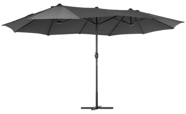 Outsunny 4.6m Garden Parasol Double-Sided Sun Umbrella Patio Market Shelter Canopy Shade Outdoor with Cross Base – Grey
