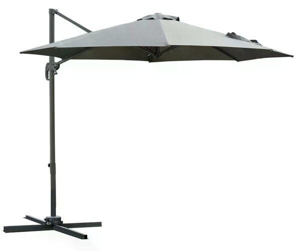 Outsunny Waterproof 3(m) Patio Offset Parasol Roma Umbrella Cantilever Hanging Sun Shade Canopy Shelter 360° Rotation w/ Cross Base Aosom UK