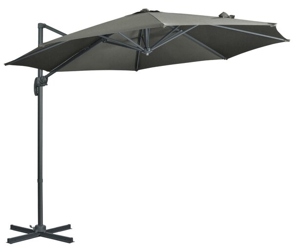 Outsunny Cantilever Parasol: 3x3m with Cross Base, 360° Rotation, Crank Handle & Tilt Function, Grey Aosom UK