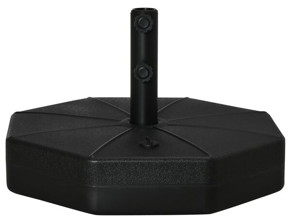 Outsunny Garden Parasol Base: Octagonal Umbrella Holder Stand, Water or Sand Fillable up to 40kg, Outdoor, Black