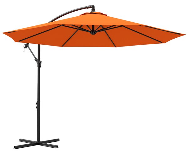 Outsunny 3(m) Overhanging Parasol, with Base - Orange
