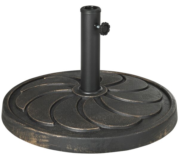 Outsunny 18kg Resin Garden Parasol Base, Round Outdoor Market Umbrella Stand Weight for Poles of Φ38mm to Φ48mm, Bronze Aosom UK