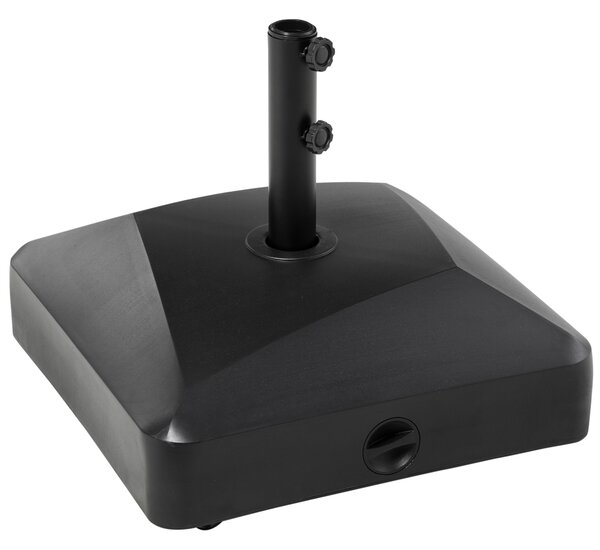 Outsunny Garden Parasol Base Holder, 43kg Water or 60kg Sand Filled, Outdoor Market Umbrella Stand Weight with Wheels and Brakes, Black Aosom UK