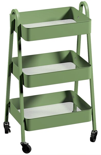 HOMCOM Three-Tier Storage Trolley - Green