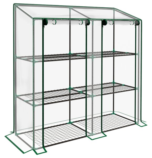 Outsunny 3 Tier 6 Wire Shelves Reinforced Mini Greenhouse, Clear