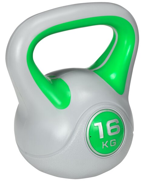 SPORTNOW Kettlebell, 16kg Kettle Bells with Handle for Home Gym Weight Lifting and Strength Training, Green and Grey