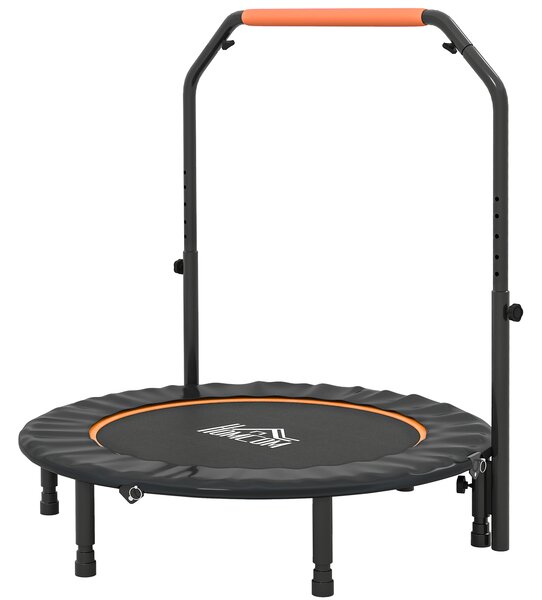 HOMCOM 45" Foldable Mini Fitness Trampoline, with Adjustable Foam Handle, Orange