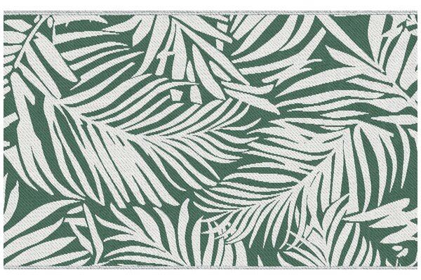 Outsunny Reversible Outdoor RV Rug, 1.5 x 2.4m Patio Floor Mat for Garden, Deck, Beach, Camping, Green Leaves, Green and White