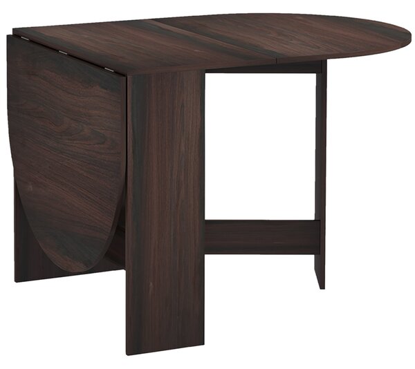HOMCOM Folding Dining Table, Drop Leaf Table for Small Spaces, Oval Tabletop for Dining Room, Chocolate Wood Effect