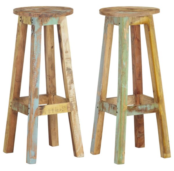 Bar Stools 2 pcs Solid Reclaimed Wood