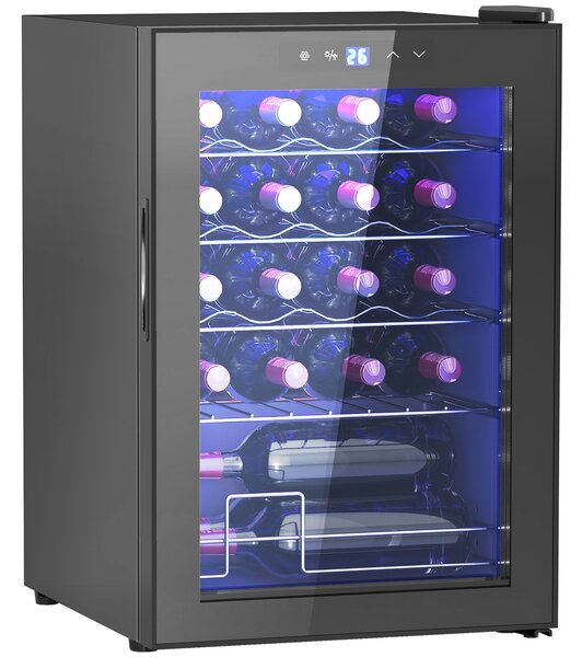 HOMCOM 20 Bottle 5-18℃ Countertop Wine Fridge - Black