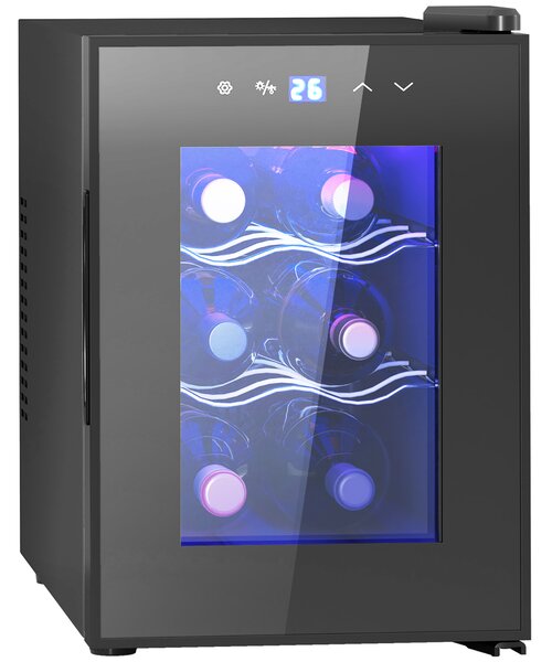 HOMCOM Six Bottle 8-18℃ Countertop Wine Fridge - Black