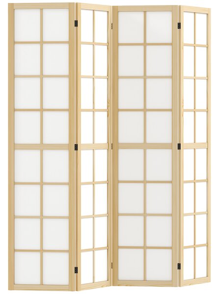 HOMCOM 4 Panel Folding Room Divider, Freestanding Room Separator, Indoor Privacy Screen for Living Room, Bedroom, 160 x 170cm