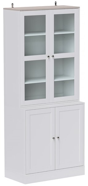 HOMCOM Double Storage Display Cabinet - White