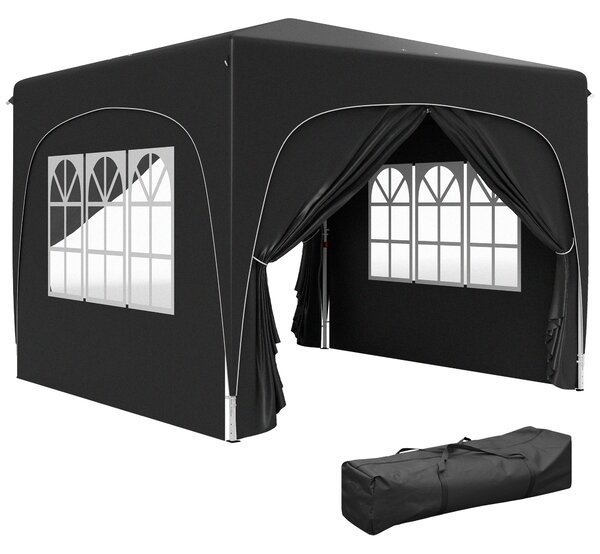 Outsunny 3 x 3m Pop-Up Gazebo Shelter, with Accessories - Black