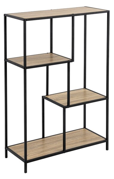 Shelves Black Natural Wood Metal Steel Laminate 77 x 33 x 114 cm