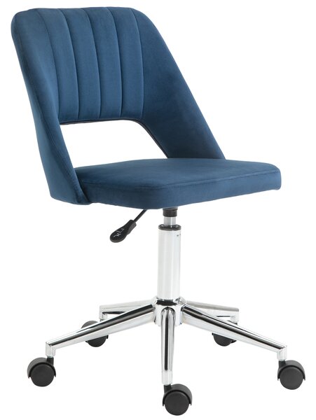 Vinsetto Armless Velvet-Feel Office Chair - Dark Blue