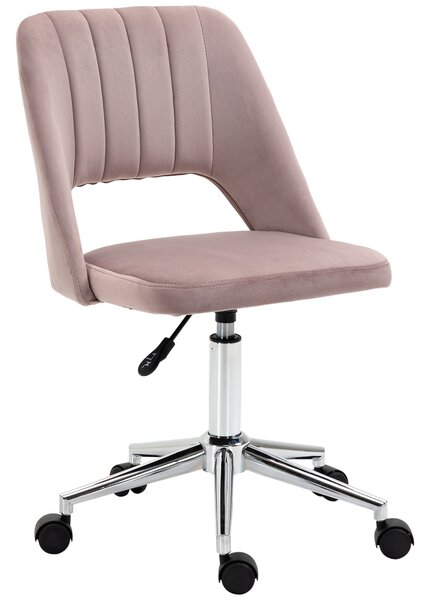 Vinsetto Armless Velvet-Feel Office Chair - Pink