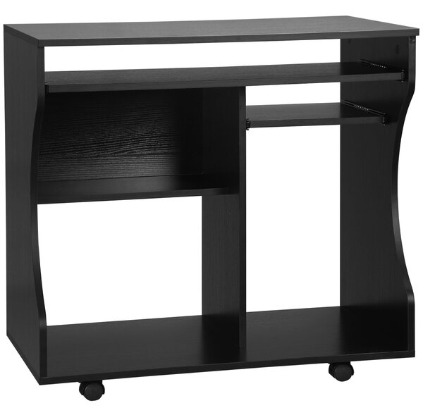 HOMCOM Multi-Storage Compact Work Desk, with Wheels - Black