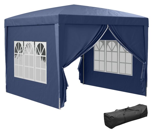 Outsunny 3 x 3m Pop Up Gazebo with Sides, Portable Water Resistant for Weddings, Camping & Outdoor Events, Blue Aosom UK