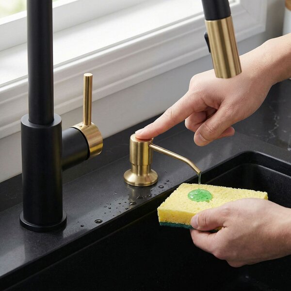 Detergent dispenser for sinks Rea LON Brush Gold