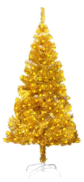 Artificial Pre-lit Christmas Tree with Stand Gold 150 cm PET