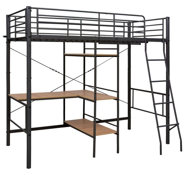 Bunk Bed with Table without Mattress Grey Metal 90x200 cm